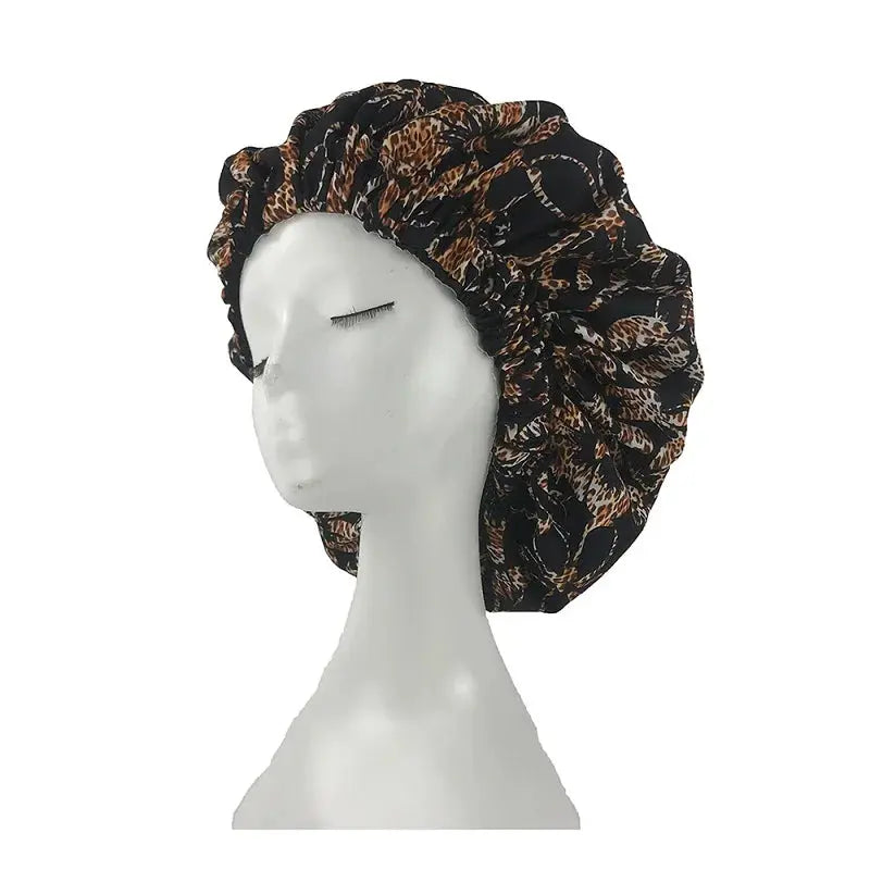 New Extra Large Women African Pattern Print Fabric Ankara Bonnets Satin Lined Bonnets Night Sleep Hat Ladies Turban Wholesale RosyasT