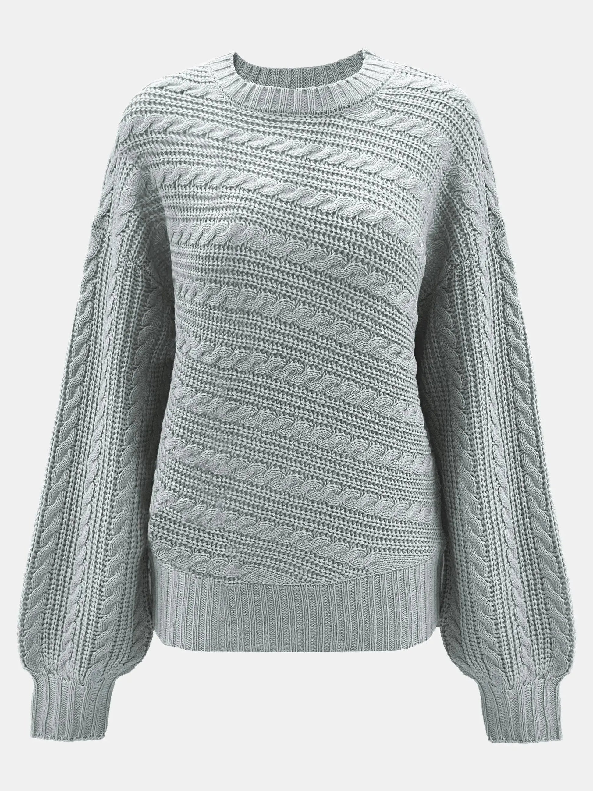 Autumn and winter women's round neck solid color button rope loose and versatile woolen pullover top RosyasT