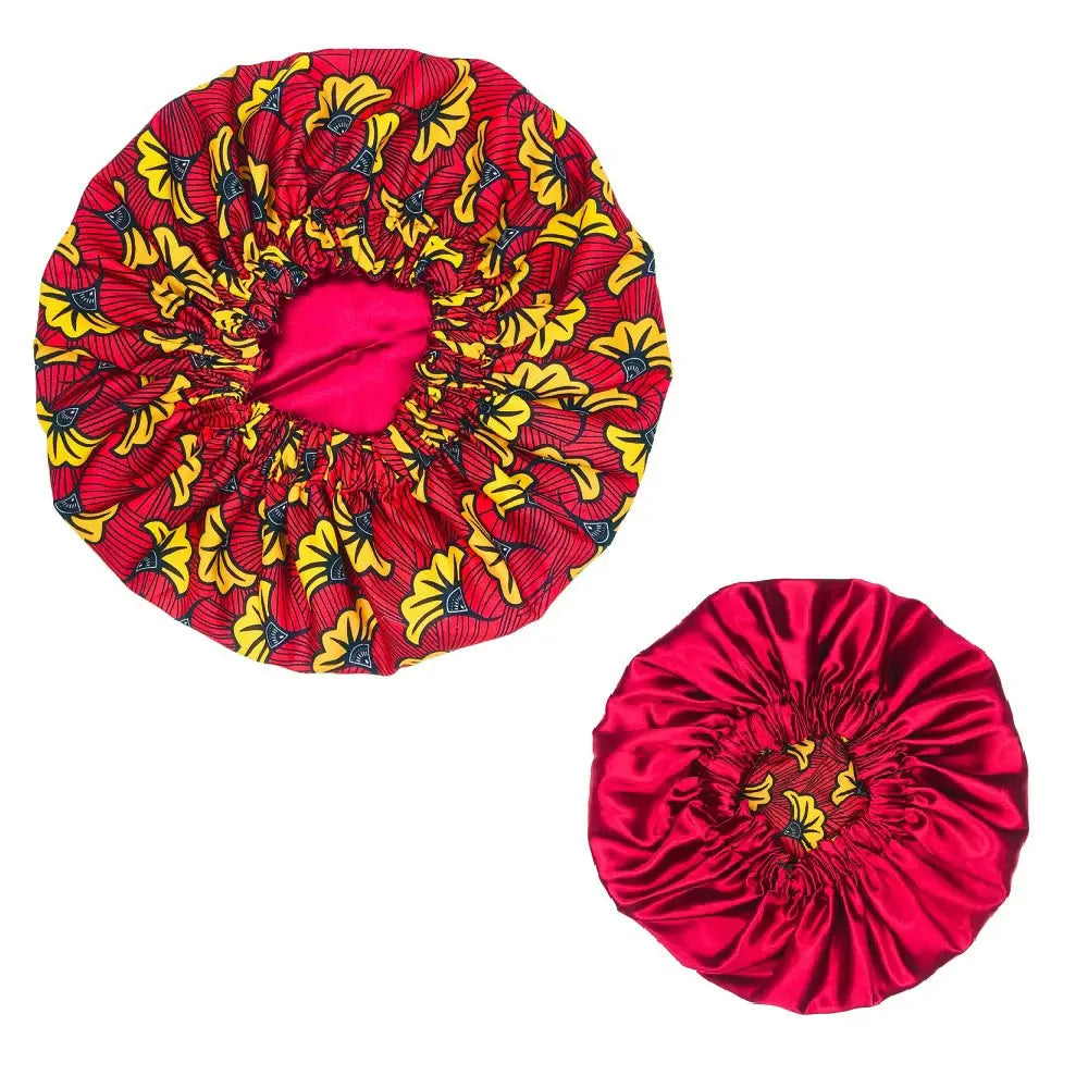 New Extra Large Women African Pattern Print Fabric Ankara Bonnets Satin Lined Bonnets Night Sleep Hat Ladies Turban Wholesale RosyasT