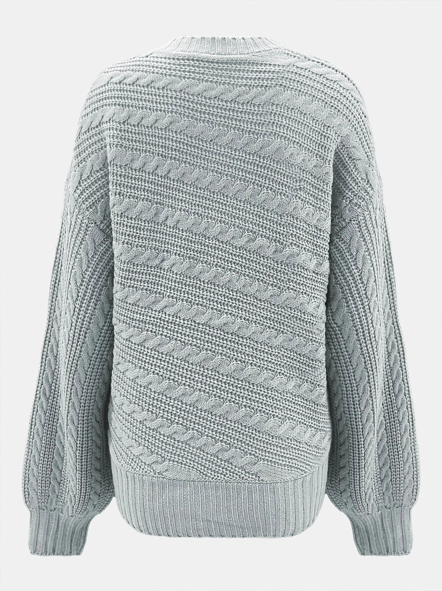 Autumn and winter women's round neck solid color button rope loose and versatile woolen pullover top RosyasT