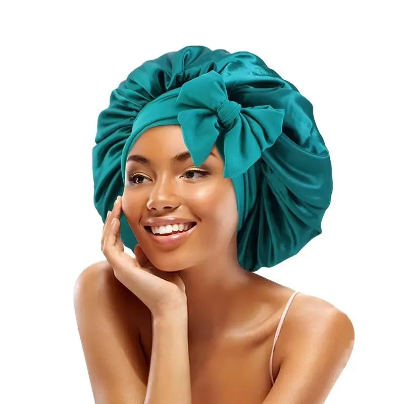 Adjustable Satin Bonnet with Tie Band for Sleeping RosyasT