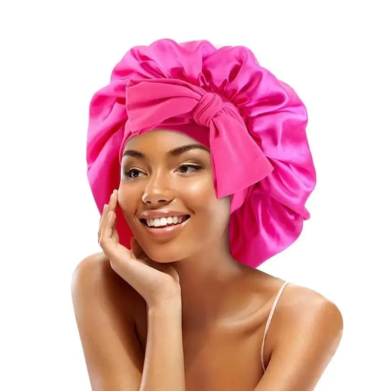 Adjustable Satin Bonnet with Tie Band for Sleeping RosyasT