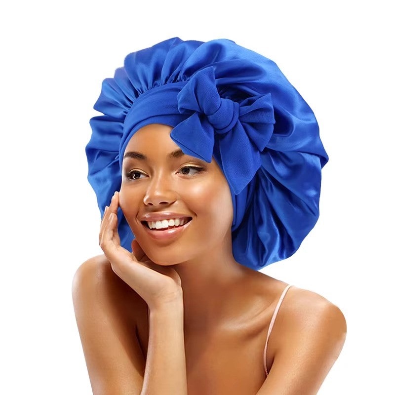 Adjustable Satin Bonnet with Tie Band for Sleeping RosyasT