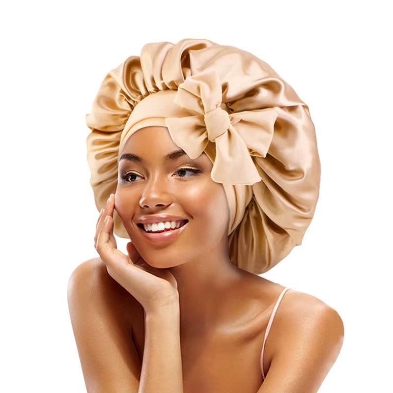 Adjustable Satin Bonnet with Tie Band for Sleeping RosyasT