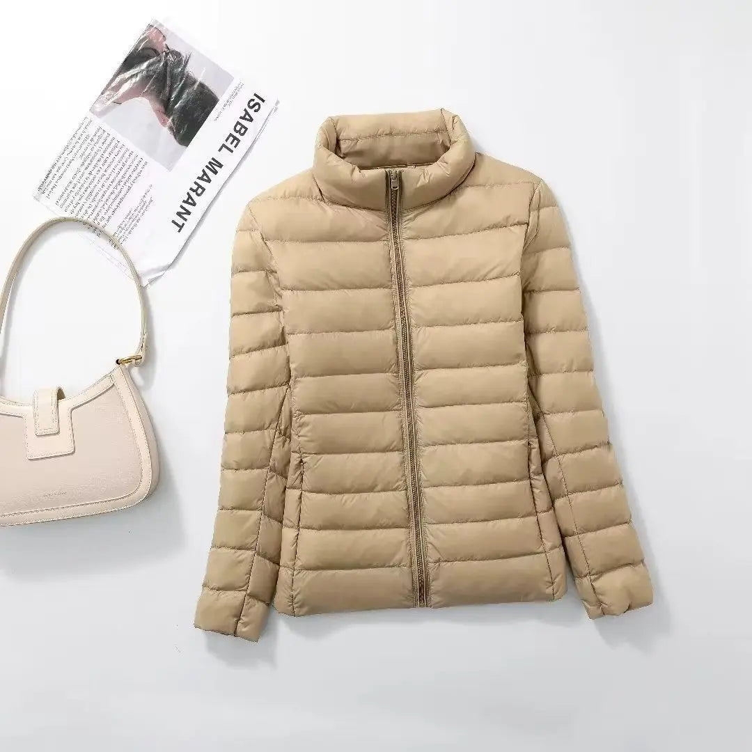 Women Fall Jacket Fashion Short Ultra Lightweight Packable Puffer Coats Female Down Warm Slim Fit RosyasT