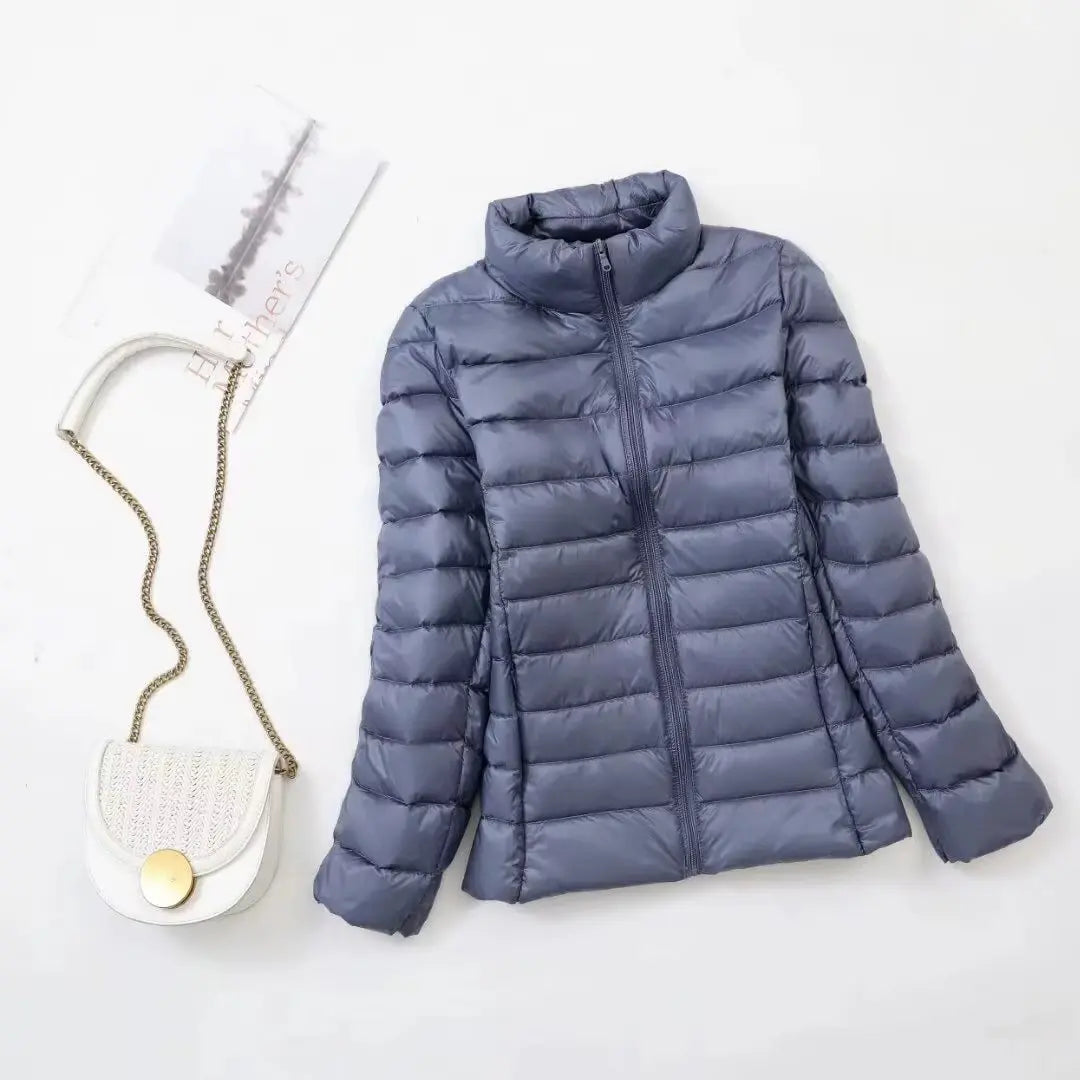 Women Fall Jacket Fashion Short Ultra Lightweight Packable Puffer Coats Female Down Warm Slim Fit RosyasT