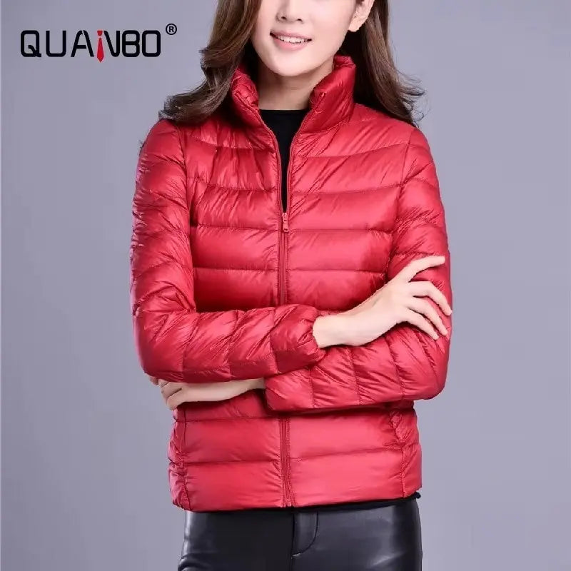 Women Fall Jacket Fashion Short Ultra Lightweight Packable Puffer Coats Female Down Warm Slim Fit RosyasT
