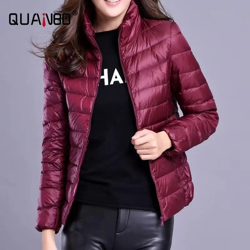 Women Fall Jacket Fashion Short Ultra Lightweight Packable Puffer Coats  Female Down Warm Slim Fit RosyasT