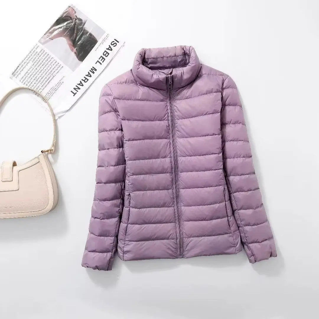 Women Fall Jacket Fashion Short Ultra Lightweight Packable Puffer Coats Female Down Warm Slim Fit RosyasT