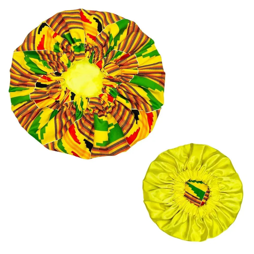 New Extra Large Women African Pattern Print Fabric Ankara Bonnets Satin Lined Bonnets Night Sleep Hat Ladies Turban Wholesale RosyasT