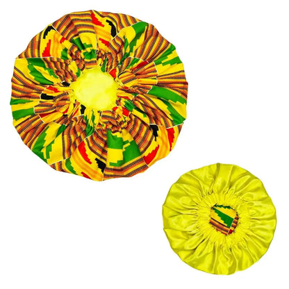 New Extra Large Women African Pattern Print Fabric Ankara Bonnets Satin Lined Bonnets Night Sleep Hat Ladies Turban Wholesale RosyasT