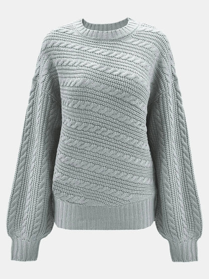 Autumn and winter women's round neck solid color button rope loose and versatile woolen pullover top RosyasT