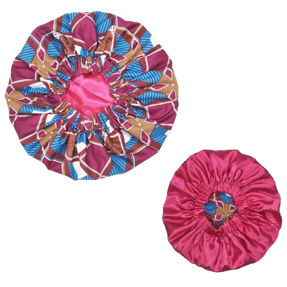 New Extra Large Women African Pattern Print Fabric Ankara Bonnets Satin Lined Bonnets Night Sleep Hat Ladies Turban Wholesale RosyasT