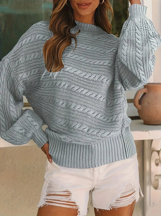 Autumn and winter women's round neck solid color button rope loose and versatile woolen pullover top RosyasT