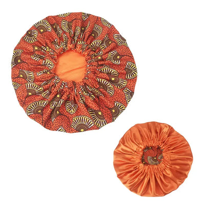 New Extra Large Women African Pattern Print Fabric Ankara Bonnets Satin Lined Bonnets Night Sleep Hat Ladies Turban Wholesale RosyasT