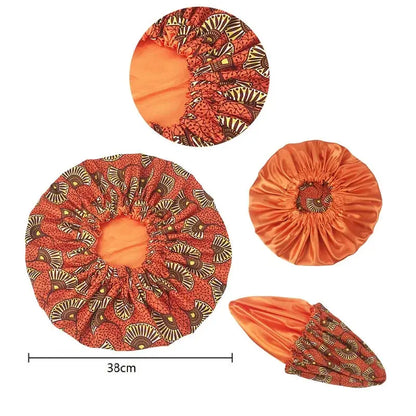 New Extra Large Women African Pattern Print Fabric Ankara Bonnets Satin Lined Bonnets Night Sleep Hat Ladies Turban Wholesale RosyasT