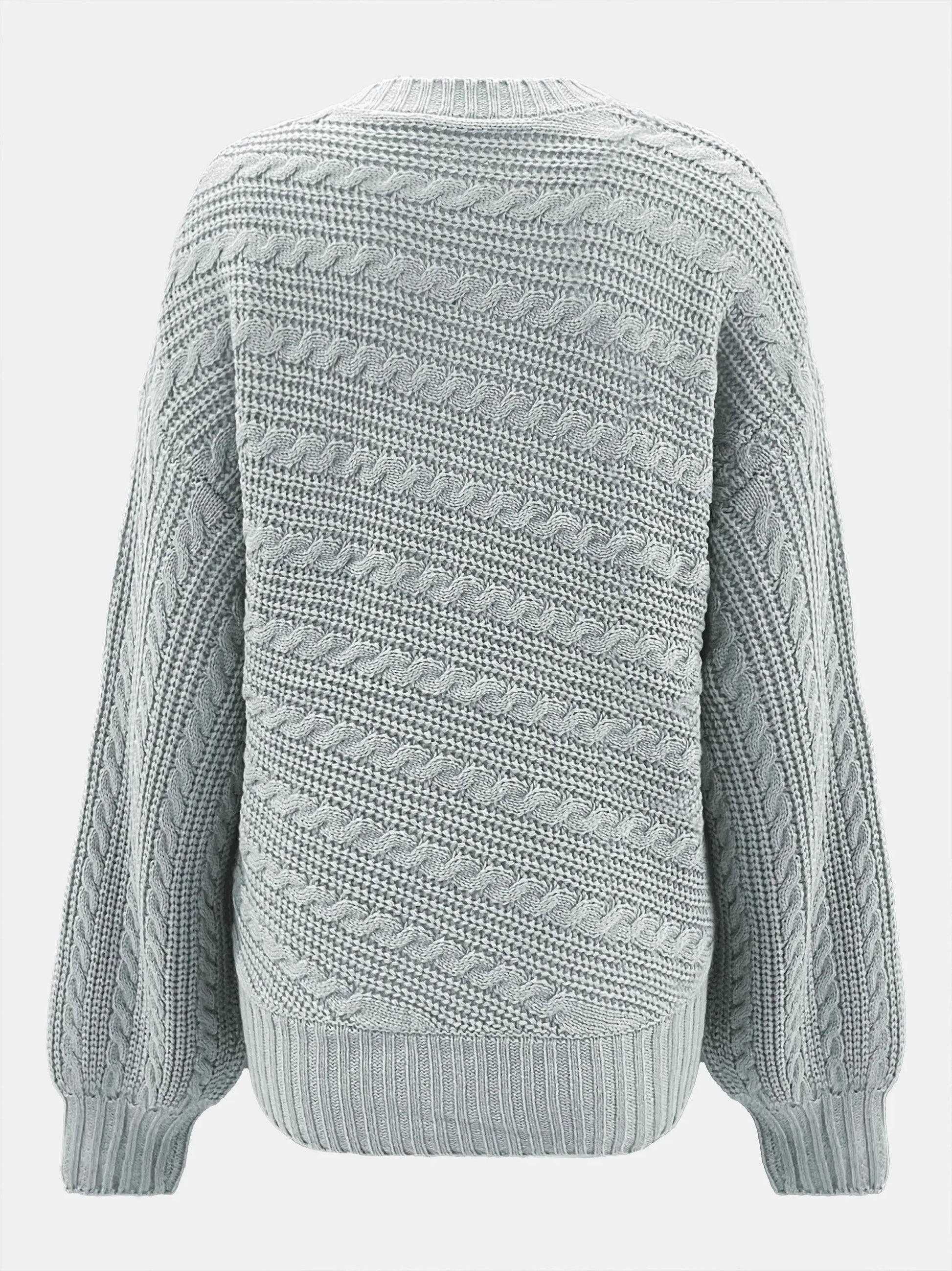 Autumn and winter women's round neck solid color button rope loose and versatile woolen pullover top RosyasT