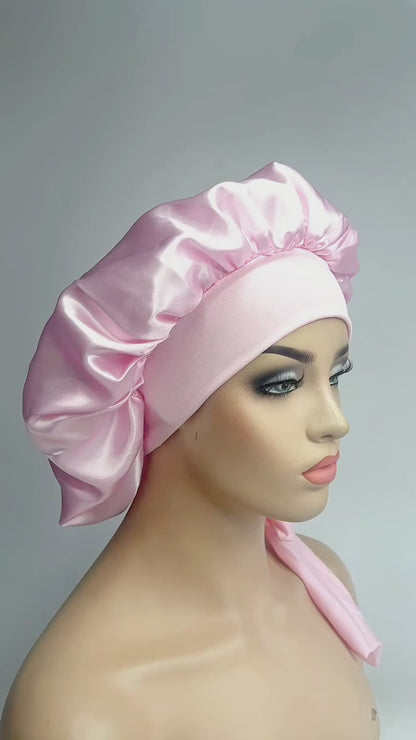 Adjustable Satin Bonnet for Hair with Smooth Tie Band for Sleeping
