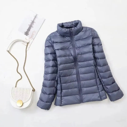 Women Fall Jacket Fashion Short Ultra Lightweight Packable Puffer Coats  Female Down Warm Slim Fit RosyasT
